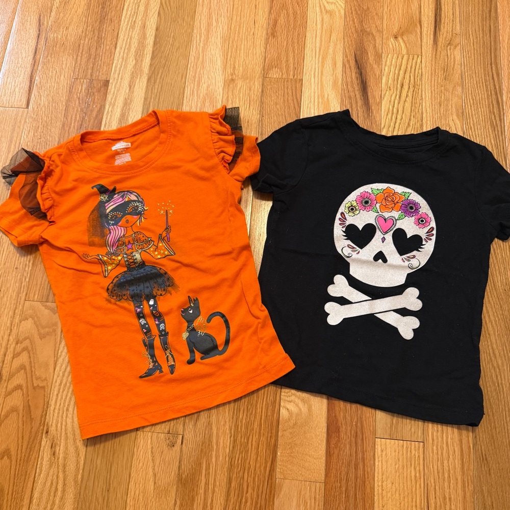 Orange and Black Girls Halloween shirts size 4/5